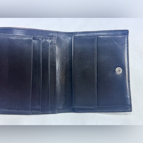 Prada Snap Button Trifold Wallet Bronze Metallic Brown Leather Cardholder Italy - Picture 7 of 15